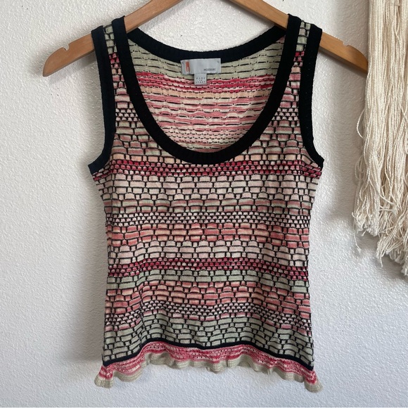 Missoni Tops - Vintage M MISSONI Pink Green & Black Wool Blend Shell Top Size 4 Italian 40